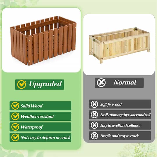 Costway 25" x 12" Solid Wood Slat Style Outdoor Flower Planter Box, 2ct.